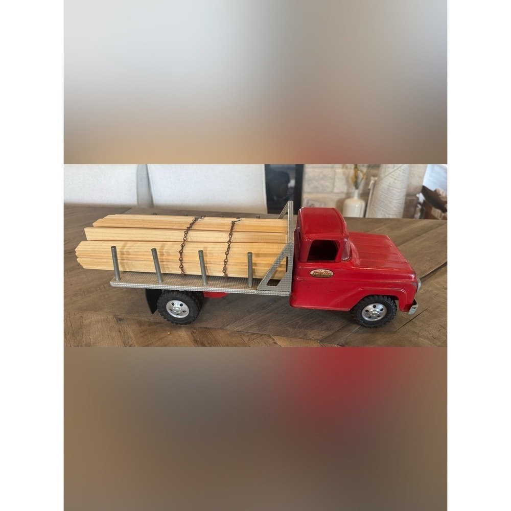 Vintage 1960s Tonka Toys Red Stake Bed Lumber Truck Pressed Steel